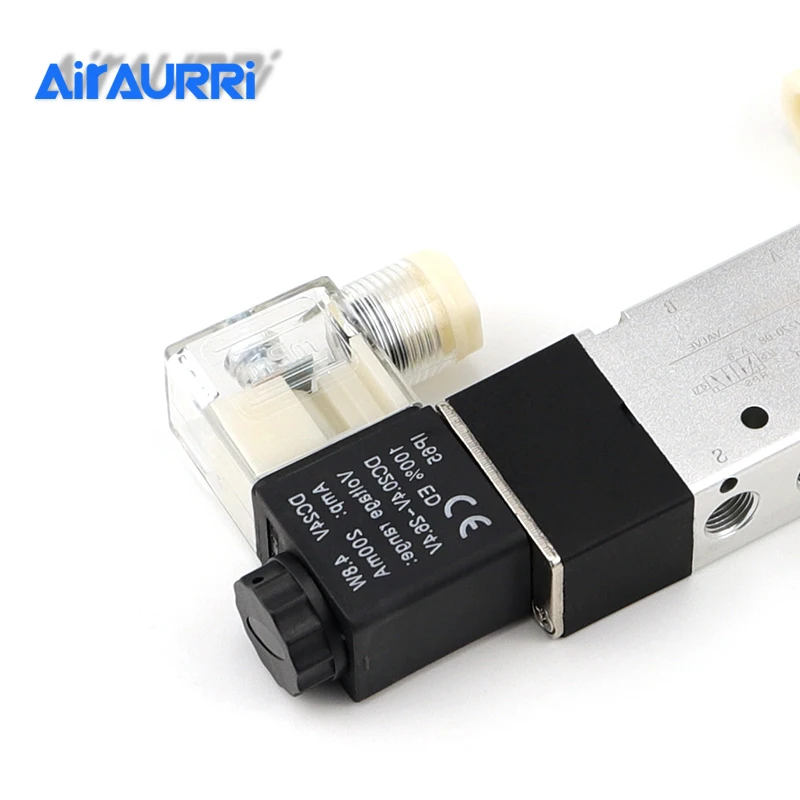 

4V220-08 Air Pneumatic Solenoid Valve 5 way 2 Position 1/4" Aluminum Alloy Internal E DC12V,DC24V or AC110V AC220V