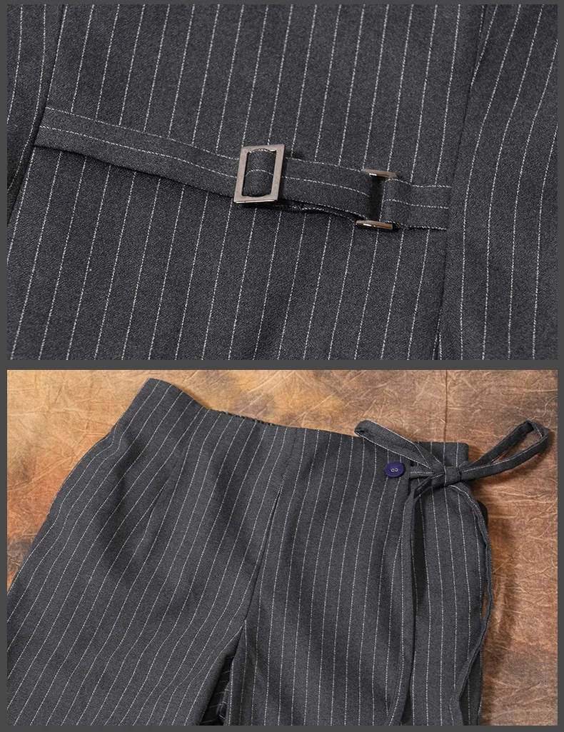 

Classic Black Stripe Suits 2017 Autumn Boyfriend Style Waistcoat Two Piece Sets Office Work Ultra-cool Women Suits