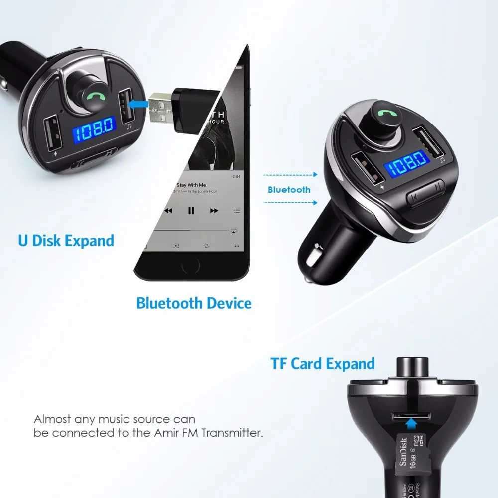 Bluetooth автомобильный комплект громкой связи fm передатчик MP3 музыкальный плеер