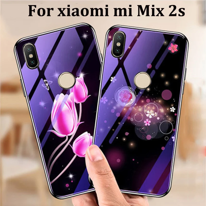 Для xiaomi mi Mix 2 s чехол-накладка из синего закаленного стекла для Mix2s чехлы телефонов