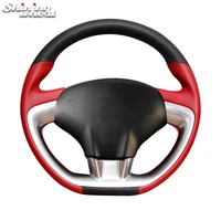 bannis black red genuine leather steering wheel cover for citroen ds3