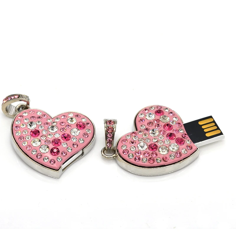 С украшением в виде кристаллов сердце USB флеш-накопитель объемом памяти 4 ГБ/8 ГБ/16