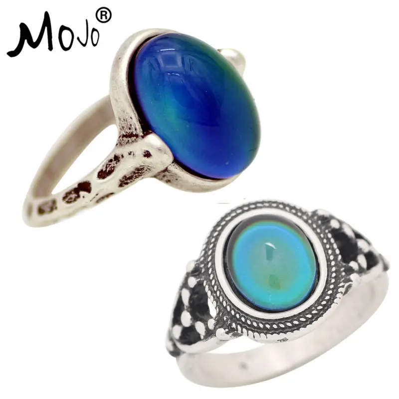 2 шт винтажный набор колец на пальцах кольцо настроения меняющее цвет