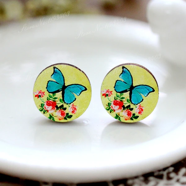 Уникальная 3D бабочка с тиснением 16 мм круглый цветной рисунок лазерная резка