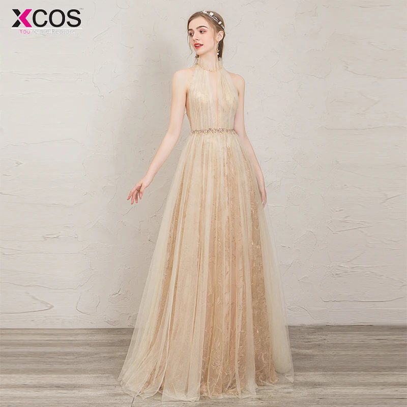 Vestido de festa шампанское прозрачные пикантные Длинные вечерние платья