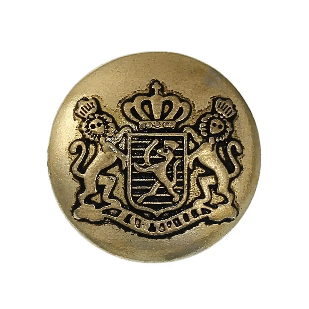 Antique Gold DoreenBeads модный сплав металлические кнопки на основе цинка Круглый античное серебро/античное золото королевский значок шаблон 22 мм диаметр, 5 шт - Цвет: Antique Gold