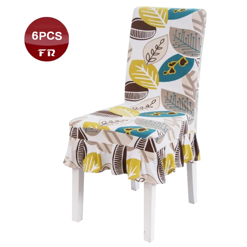 6 шт. чехлы на стулья из спандекса с принтом | Дом и сад