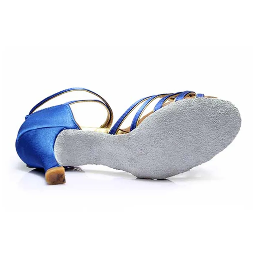 Blue Satin Heel 7cm/5cm Tango Latin Dance Shoes Woman Zapatos Salsa Mujer Zapatos De Baile Latino Mujer 801 Free Shipping