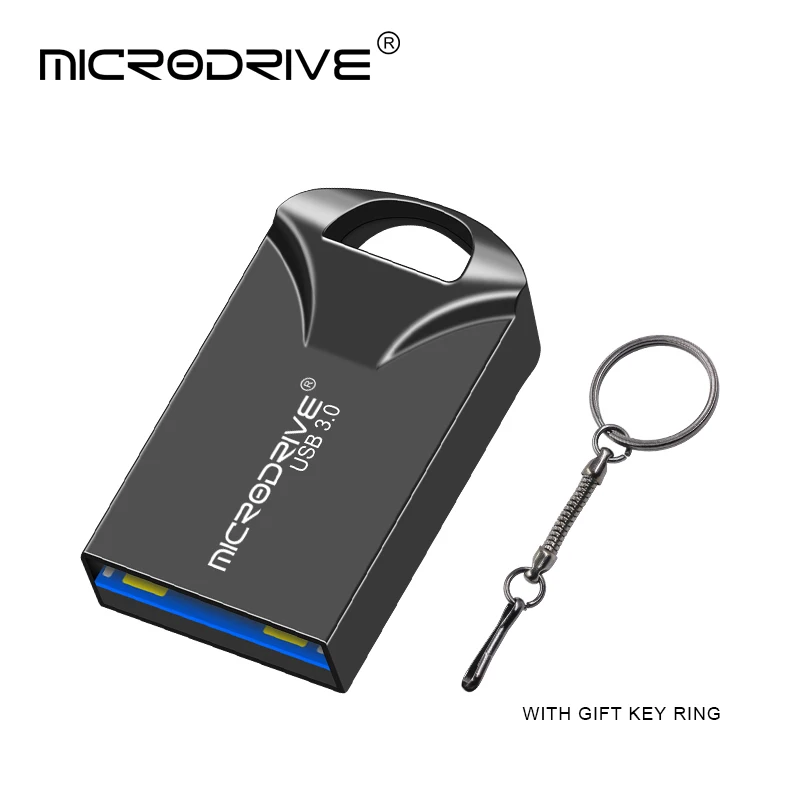 Супер мини usb 3,0 emory stick 16 ГБ 32 ГБ usb флеш-накопитель 64 ГБ 128 ГБ флеш-накопитель металлический usb накопитель с брелком флэш-диск - Цвет: Black