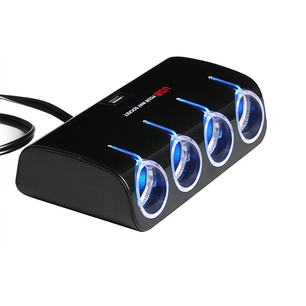 

12V-24V Car Cigarette Lighter Socket Splitter Plug LED USB Charger Adapter 3.1A 100W Detection For Phone MP3 DVR