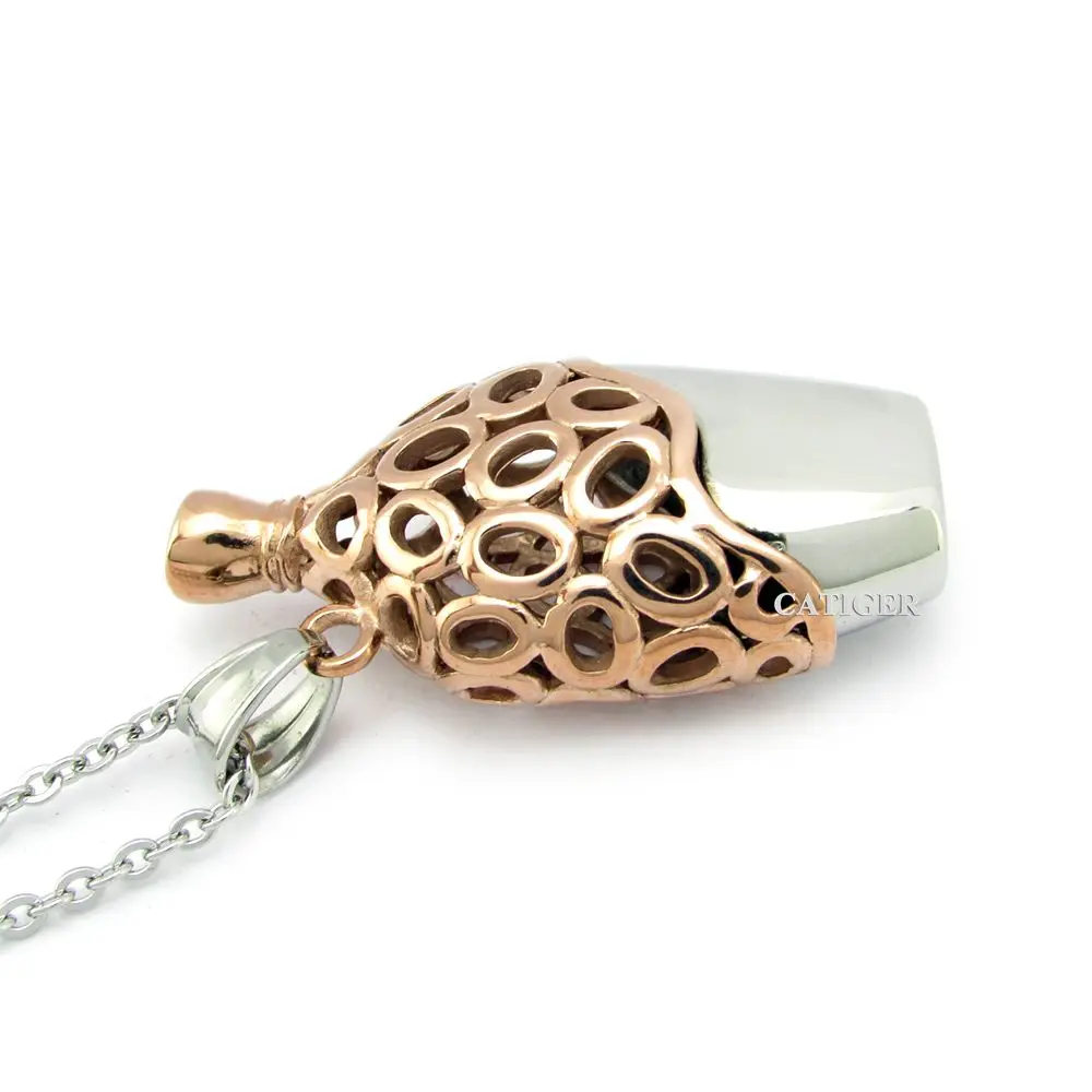 Подвеска в виде бутылки из нержавеющей стали с покрытием розового цвета