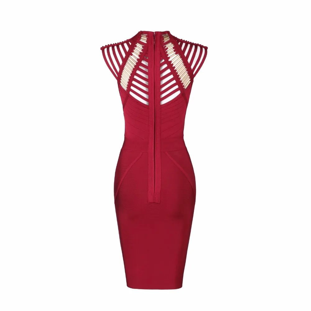 

black 2017 bodycon knee length sleeveless sexy evening party rayon bandage dress