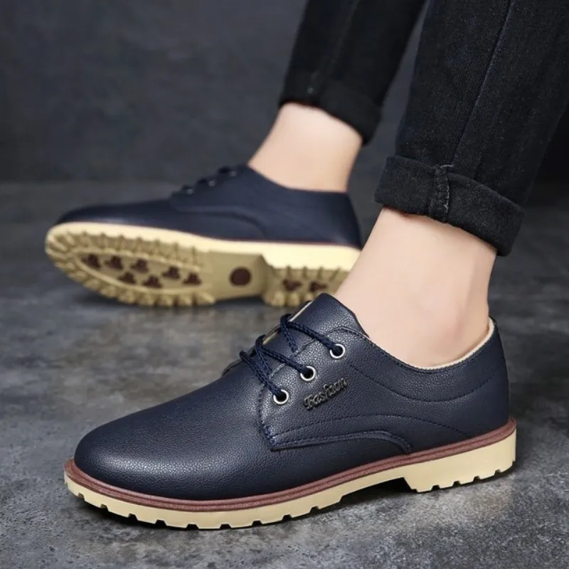 Мужская повседневная обувь chaussures homme Нескользящие Водонепроницаемые кожаные