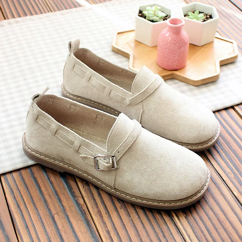 Японская женская обувь на плоской подошве из натуральной кожи с мягкой подошвой