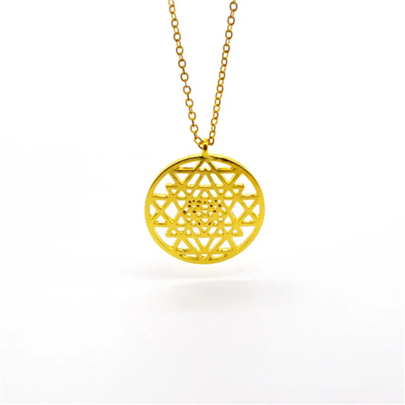Кулон Sri Yantra серебряного цвета ожерелья и кулоны для женщин цветок жизни ожерелье