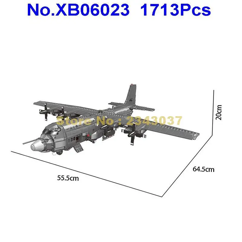 Xb06023 1713 шт. Военная серия 130 авиационная лодка самолёт строительные блоки 3