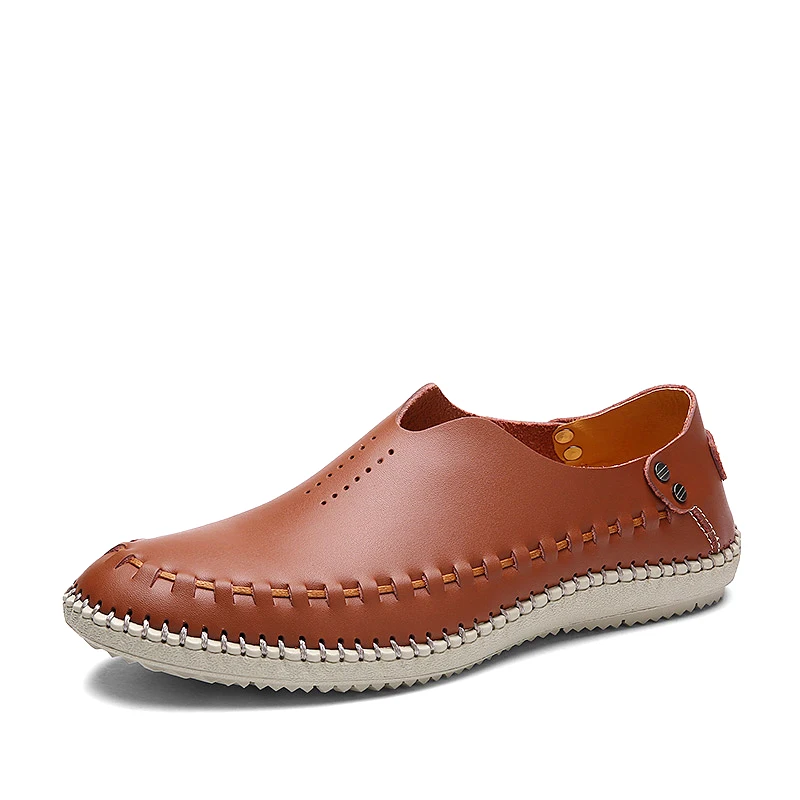 shoes New 2018 Mens Casual Shoes Leather Summer Breathable Holes Luxury Brand Flat for Men Drop Shipping | Обувь