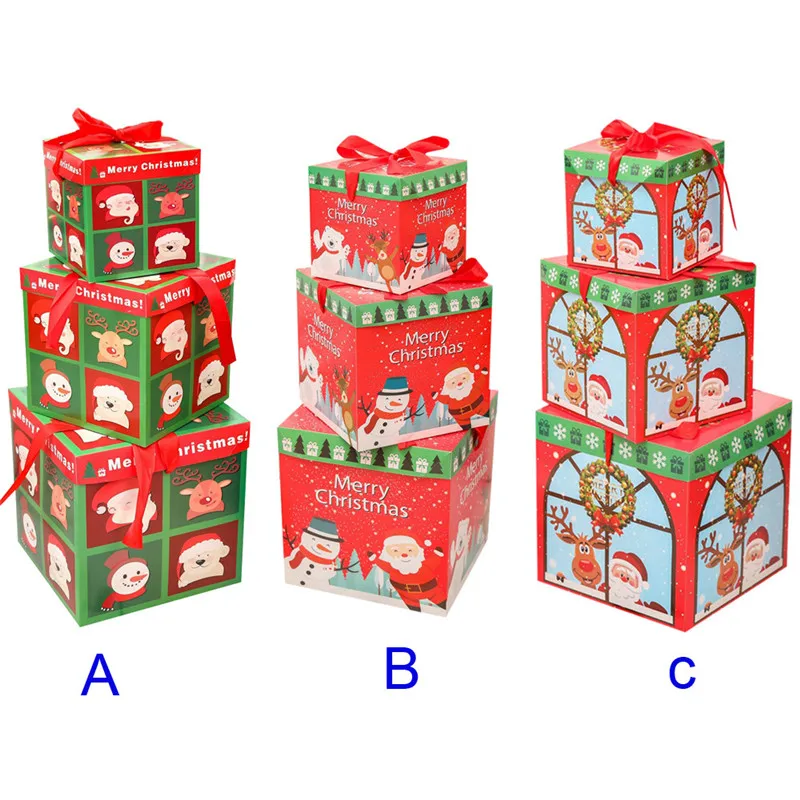 Рождественский подарок упаковочные коробки украшение для фестиваля красные