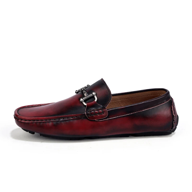 Mens Casual Shoes Slip on Brown Black Men Flats Split Leather Spring Summer Big Size Male Luxury Fashoin Footwear | Обувь
