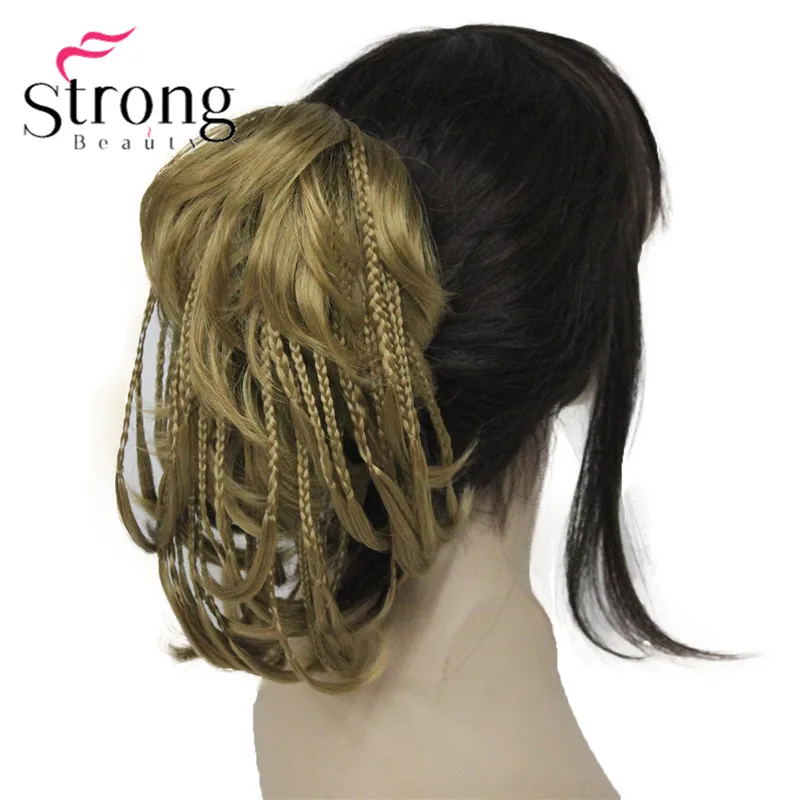 StrongBeauty короткие крошечные косички плетеные прямые волнистые волосы накладной Хвост коготь клип Цвет выбор