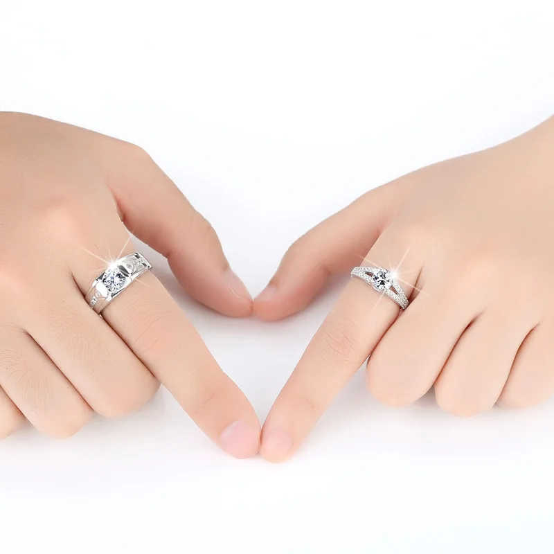 OMHXZJ Wholesale European Fashion Woman Man Party Wedding Gift Silver White Luxury AAA Zircon S925 Sterling Ring RR306 | Украшения и