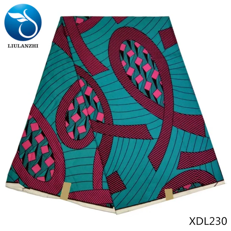 

LIULANZHI Big sale 100% polyester wax fabric Ankara wax fabric nigerian fabrics 6yards for cloth XDL220-233