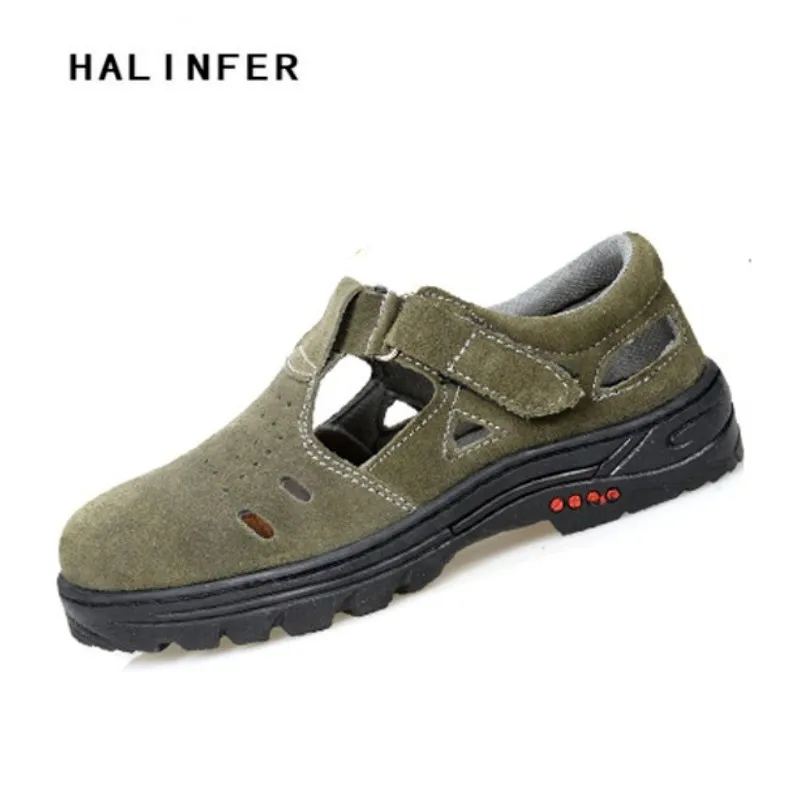 HALINFER 2018 new men sandal large size 45 46 fashion breathable steel toe caps work safety shoes with puncture proof | Обувь