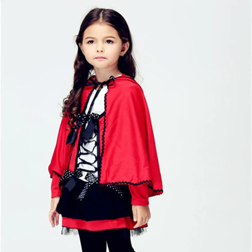 2017 Girls Little Red Riding Hood Costume Child Small Devil Cape Cosplay Halloween Christmas Carnival Party Shows | Тематическая