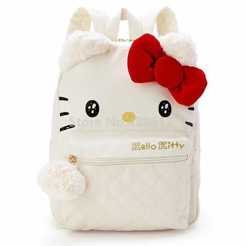 White С рисунком Милого Розового цвета с рисунками из мультфильма «My Melody» белого цвета с изображением котенка, одежда для девочек, из кожи ПУ, на подкладке из искусственного меха, школьная Детская сумка-рюкзак школьные сумки для детей Для женщин - Цвет: White