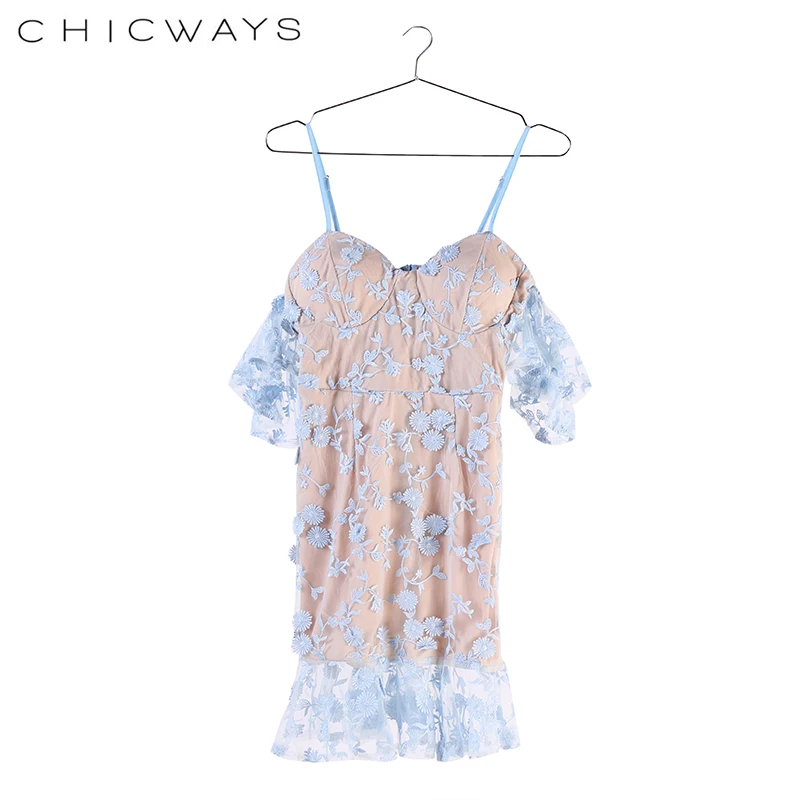 Chicways модное женское платье с цветочной вышивкой сексуальное v образным вырезом