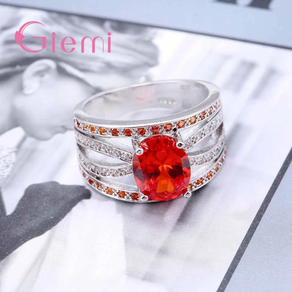 Элегантное и очаровательное кольцо с красным круглым кристаллом камнем