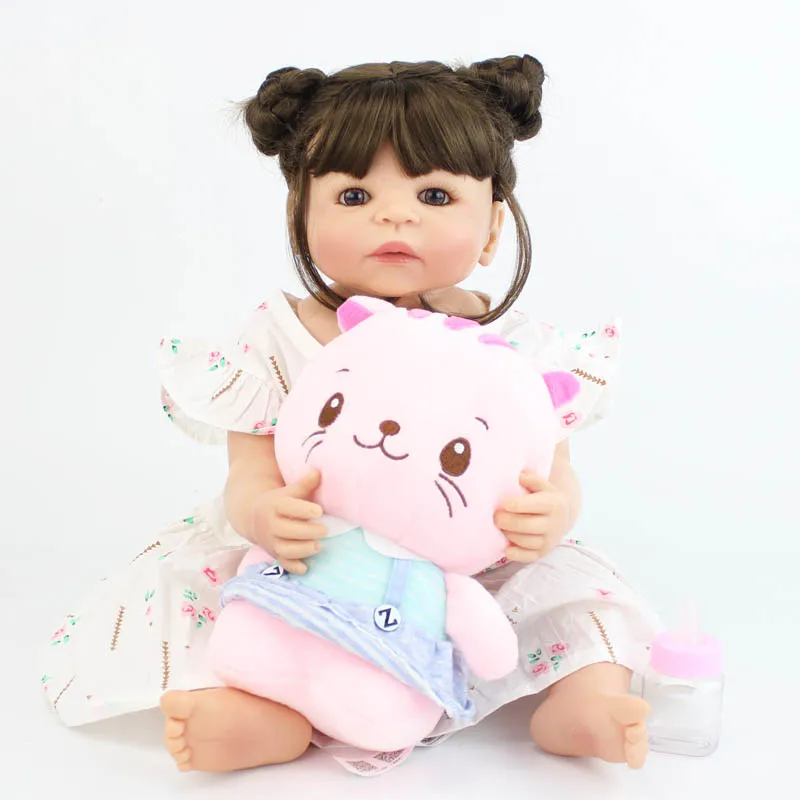 55 см полностью силиконовая виниловая Кукла Reborn Baby Doll игрушка Реалистичная новорожденная принцесса Младенцы Bebe Купание игрушка прекрасный подарок на день рождения для девочек