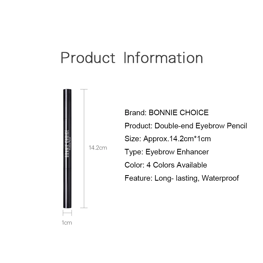 BONNIE CHOICE 1 шт. двухсторонний карандаш для бровей коричневый водостойкий стойкий