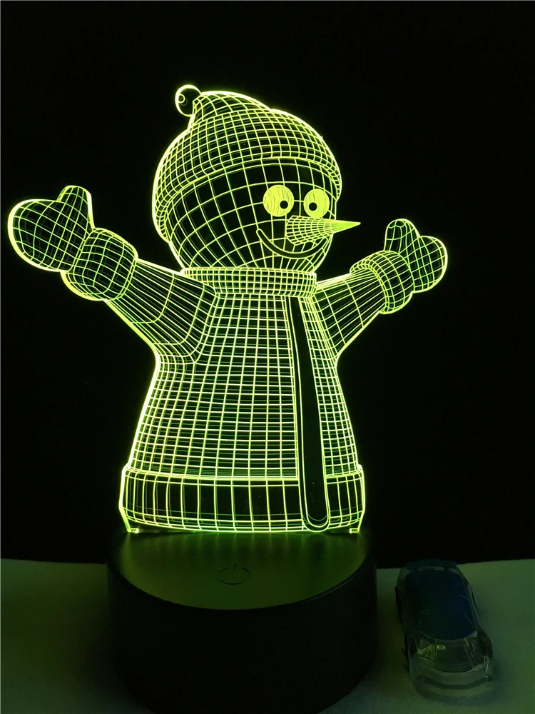 Снеговик 3D иллюзия ночник USB цвета изменить сенсорный стол светодиодный светильник для спальни девушки Любовник подарок и дома декоративные RGB светодиодный