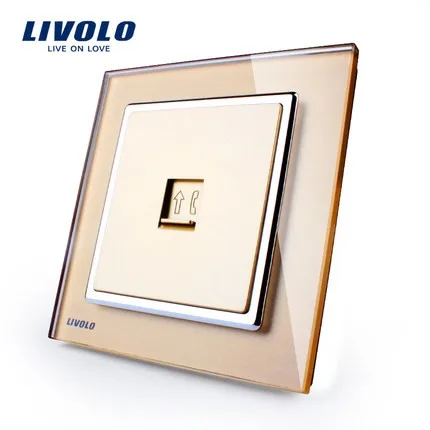 LIVOLO Кристалл Закаленное Стекло Панели стены Одной телефонной/тел гнездо VL W291T livolo