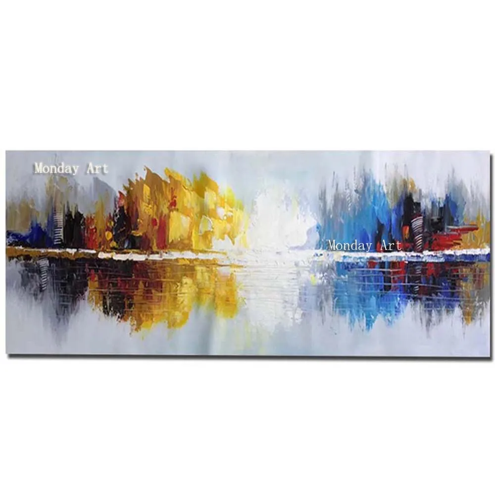 Квадрат Абстрактная живопись 100% ручная роспись нож картина маслом