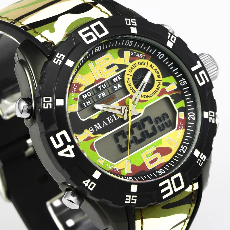 Часы SMAEL мужские армейские кварцевые спортивные с двойным дисплеем|wristwatch