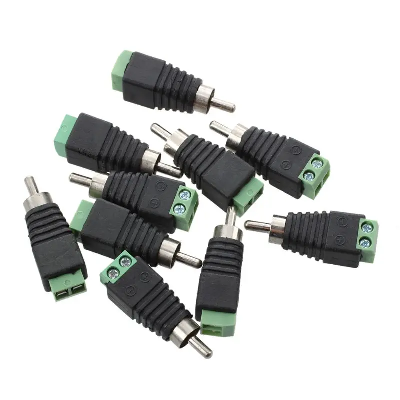 ABHU Coax Cat5 Cat6 к RCA Мужской CCTV камера Аудио балун разъем 10 шт. черный с зеленым|Кабели