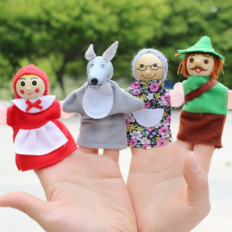 4 шт./лот куклы на палец Детские обучающие игрушки сказочная история мультяшная