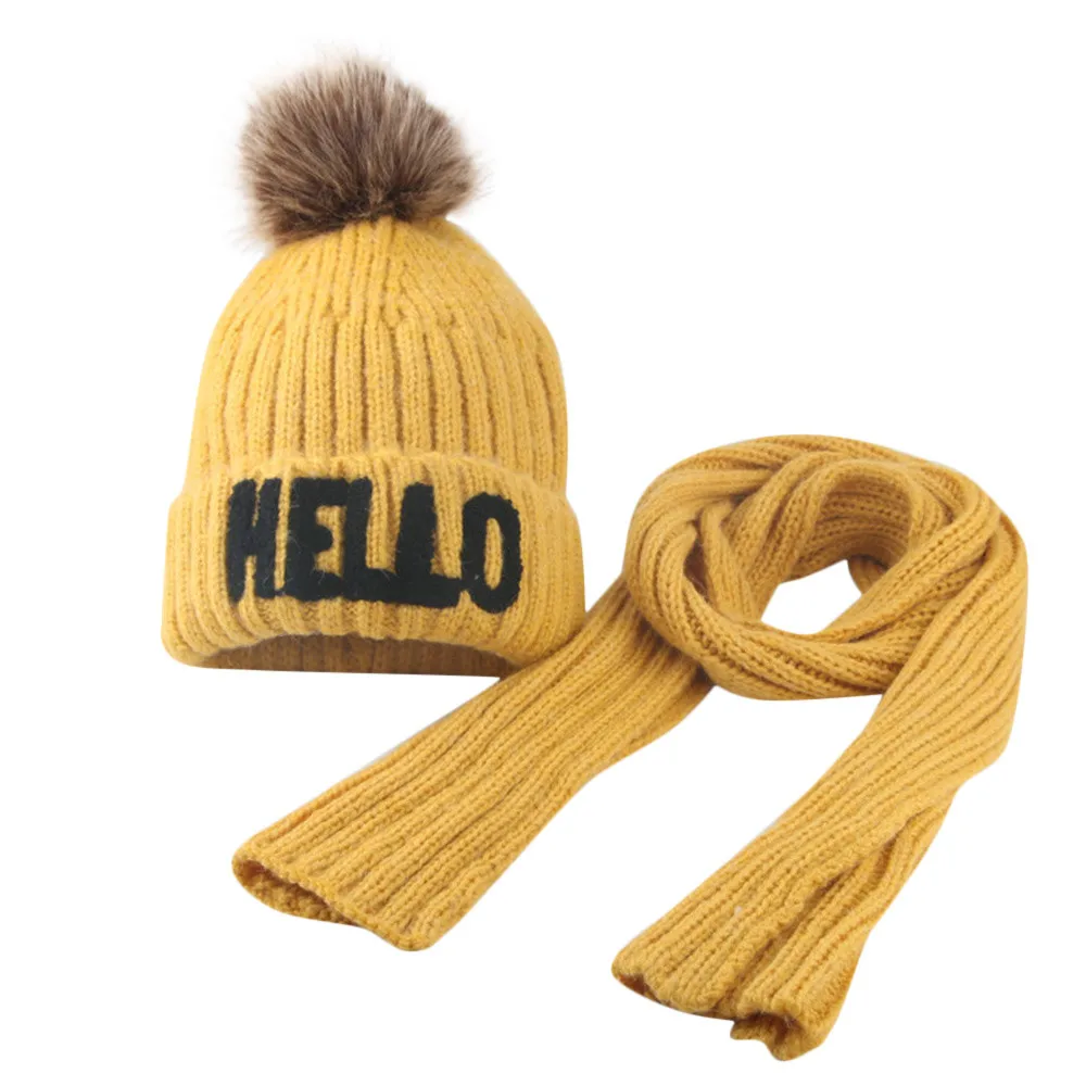 ARLONEET Cap Baby Girsl Boys Winter Cotton Knit Beanie Headwear Hat +Scarf Acrylic fiber design girls 40cm Warm | Детская одежда и