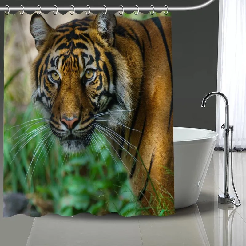 Занавеска для душа с тигром на заказ водонепроницаемая моющаяся шторка из