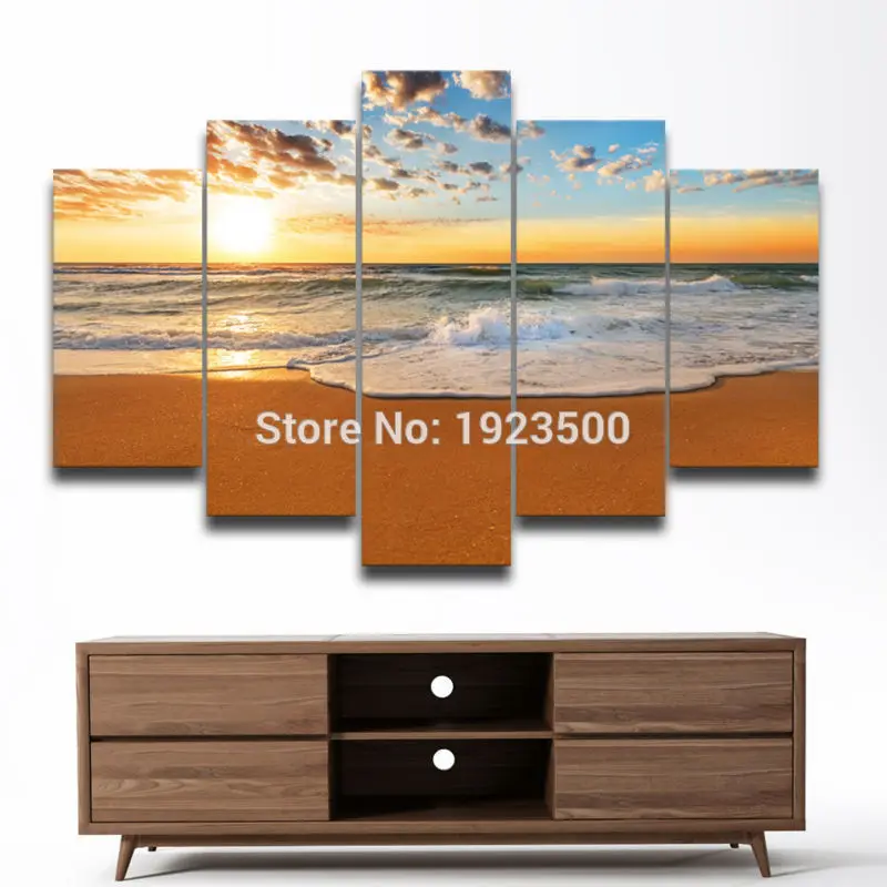 Декоративные Современные Wall Art Холст Живопись Модульные Морской Пейзаж Закат