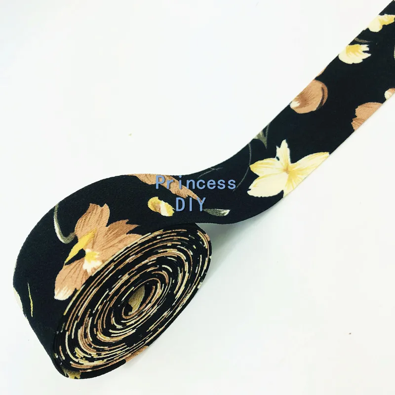 5 метров ручной работы черная Цветочная лента отделка украшение цветочный принт