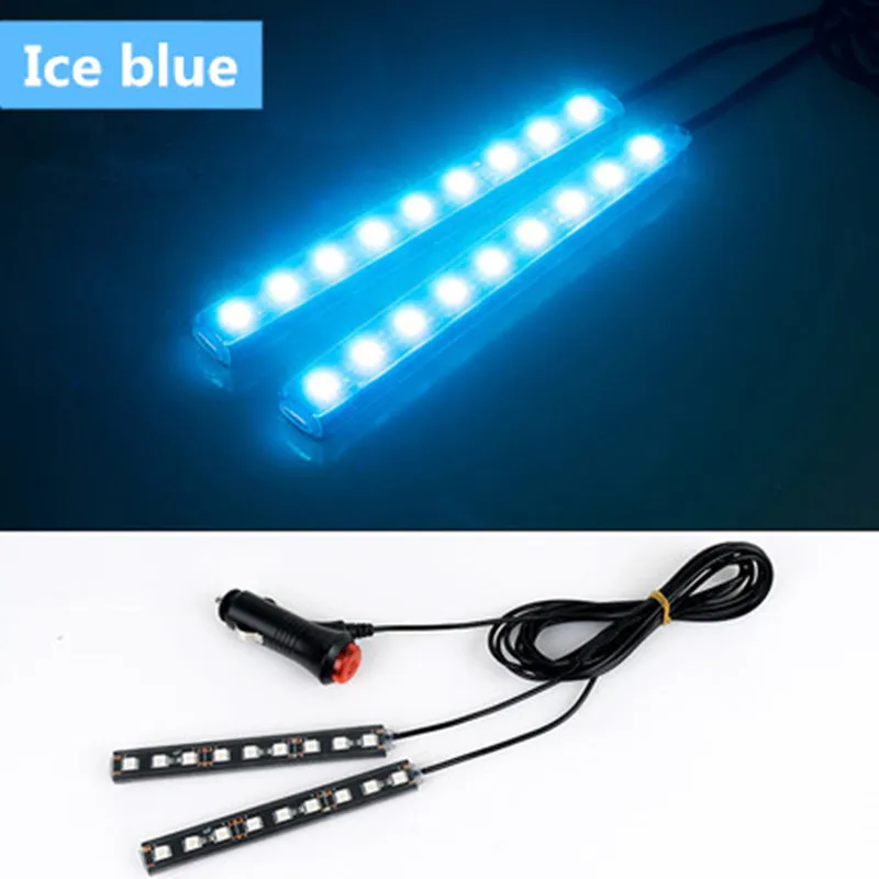ice blue Музыкальное управление, авто RGB Светодиодная лента, светильник для ног, для автомобиля, атмосферное украшение пола, автомобильный стиль, интерьерная лампа, беспроводной пульт дистанционного управления - Испускаемый цвет: ice blue