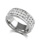 Женские обручальные кольца бохо, модные кольца из нержавеющей стали с кристаллами, ширина 6 мм, 3 ряда