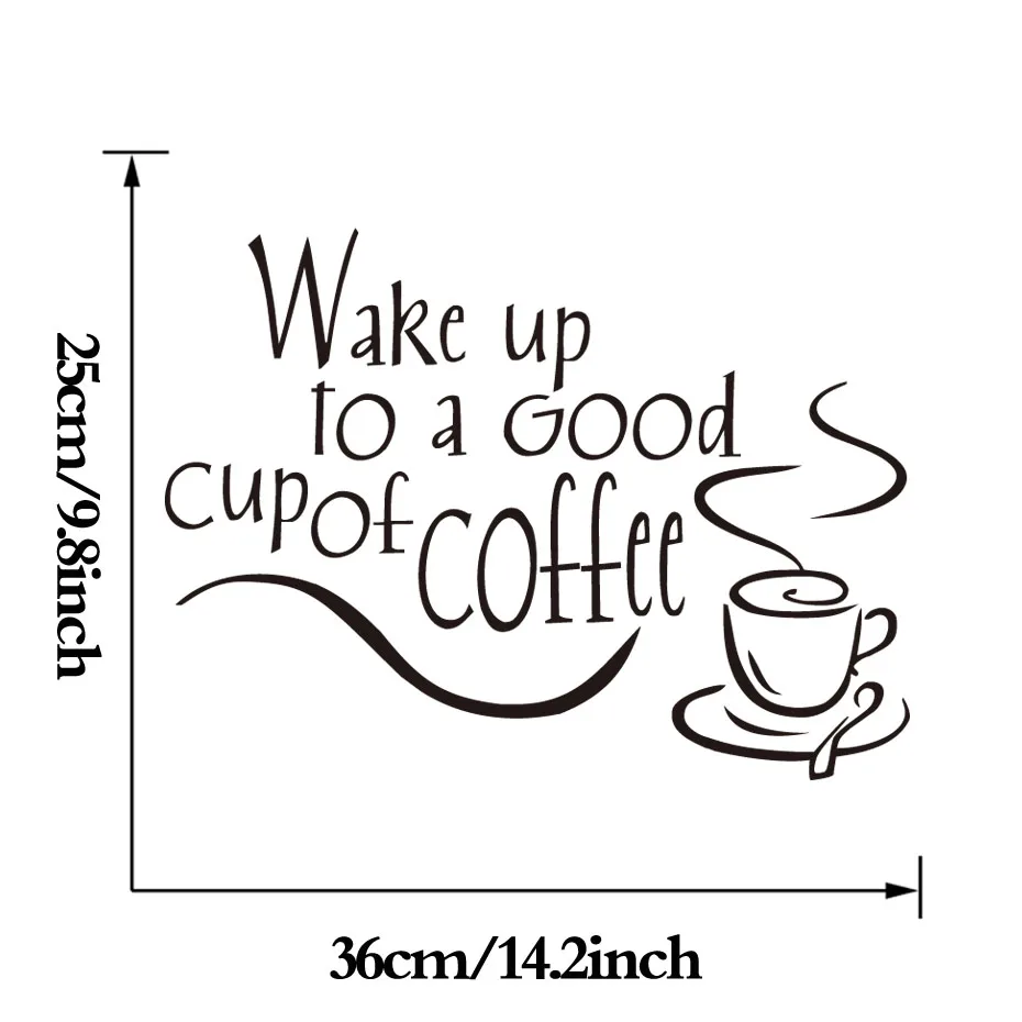 DCTOP Wake Up To Good Cup Of Coffee Black Настенная Наклейка Виниловые наклейки домашний декор