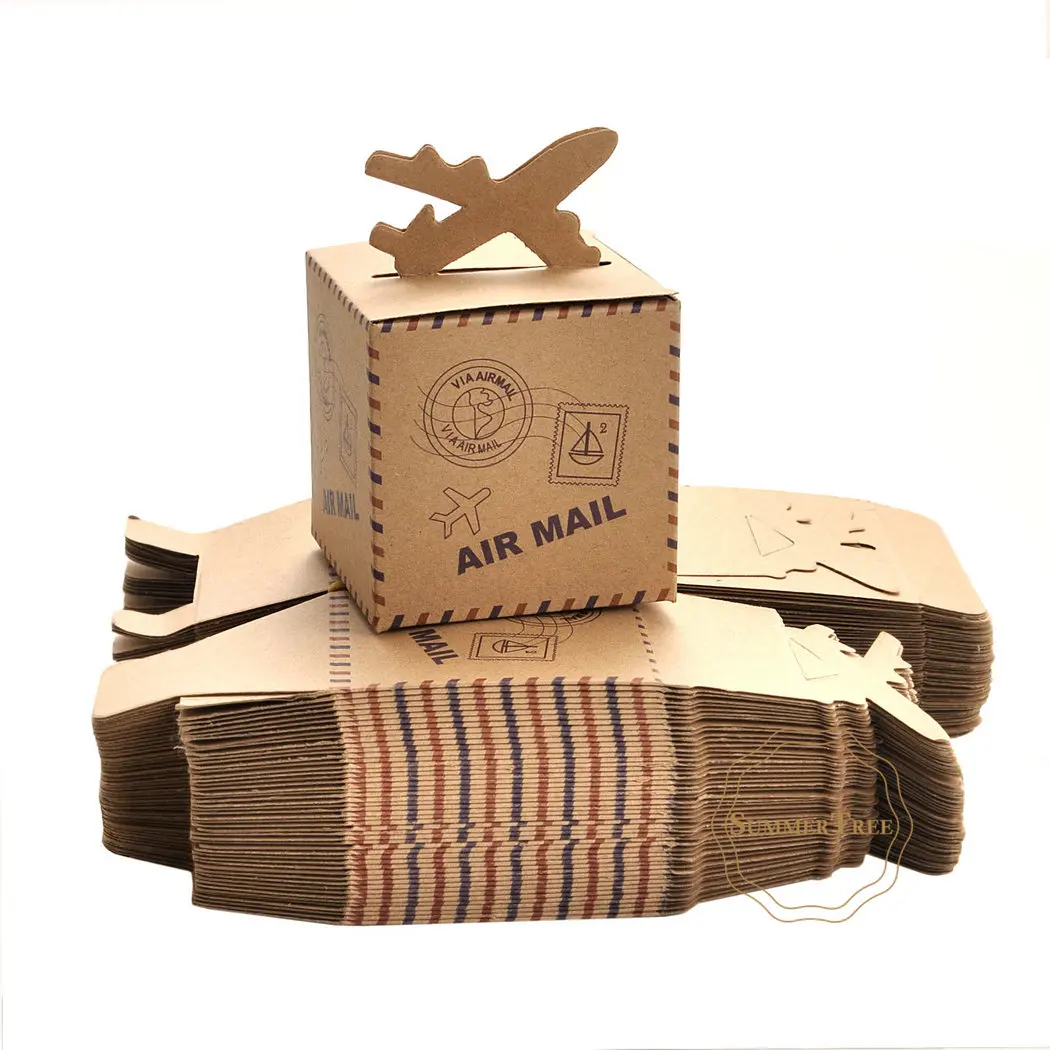 100 шт. коробка для сувениров с самолетом конфет вечеринок крафт бумага