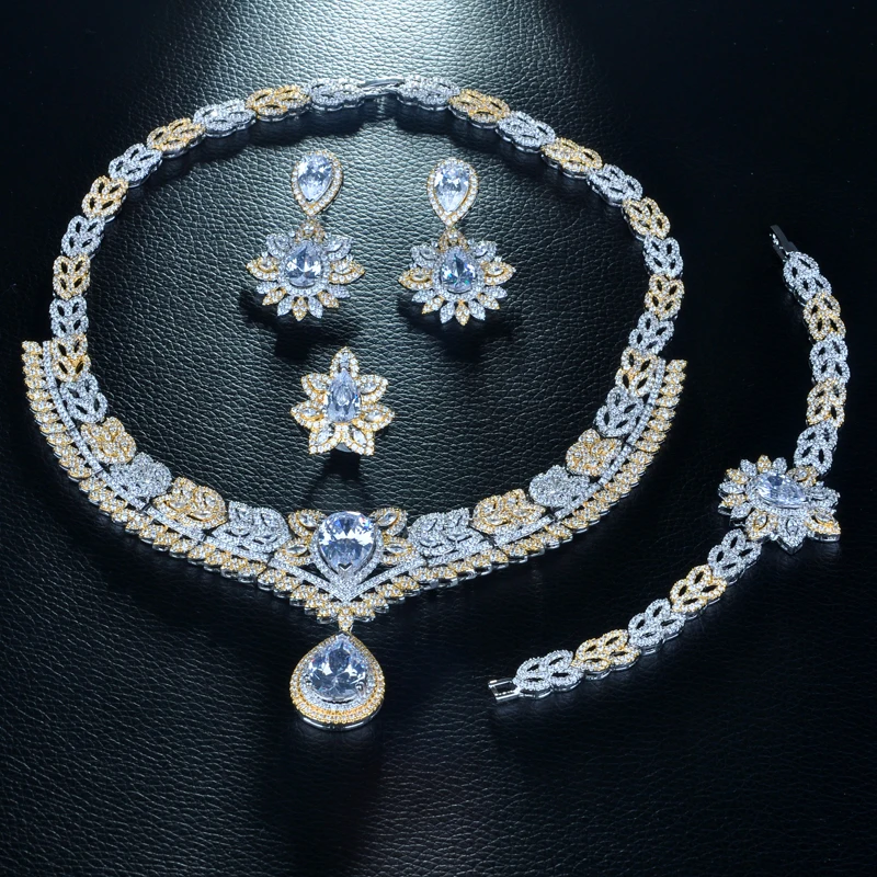 Be 8 High Quality Water Drop Shape Wedding Jewelry Set Sparkling Zirconia Bridal Accessory Hotsale 4PCS for Lady Marry S264 | Украшения и