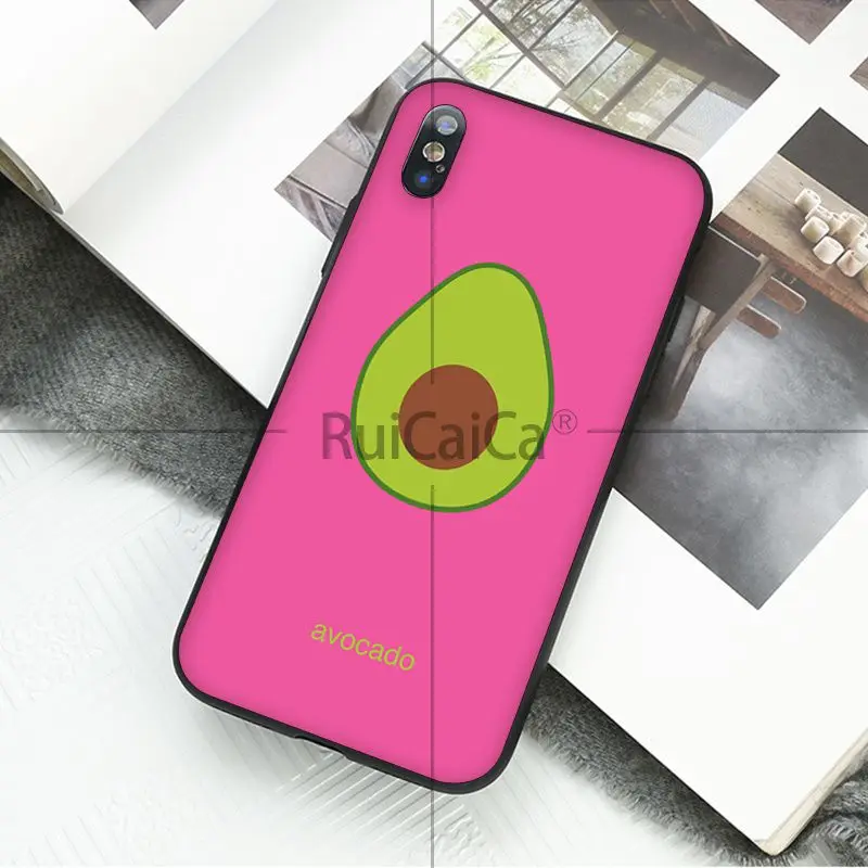 Ruicaica авокадо ТПУ мягкий силиконовый черный чехол для телефона Apple iPhone 8 7 6 6S Plus X XS