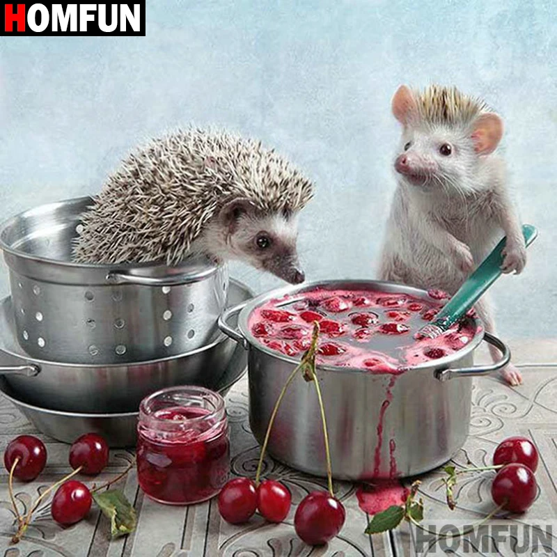Алмазная живопись HOMFUN Ежик картина с полными квадратными/круглыми стразами 5D